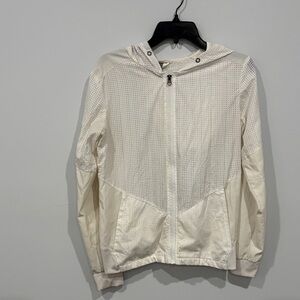 White Mesh Zip-Up Hoodie